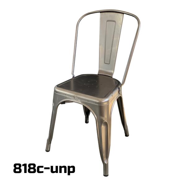 ワークチェア　座面高さ44cm　スチール座面　無塗装　【818c-unp】