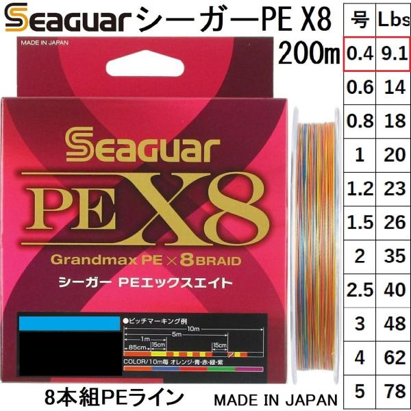 (送料無料)クレハ/Kureha シーガー グランドマックスPE X8 200m 0.4号 9.1L...