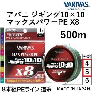 バリバス/VARIVAS アバニ ジギング10×10 マックスパワーPE X8 500m 4, 5号 MAX64, 78LB 8本組PEライン Avani Jigging 10m×10Colors オフショア 10x10｜f-marin