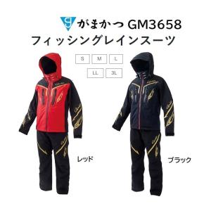 がまかつ/Gamakatsu フィッシングレインスーツ GM-3658 レッド, ブラック GM3658 フィッシングギア・スポーツウェア・防水