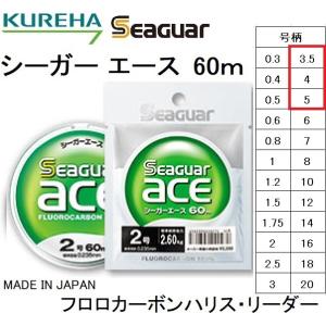 クレハ/KUREHA シーガー エース 60m 3.5, 4, 5号 14, 16, 20Lbs フロロカーボンハリス・リーダー国産・日本製SeaguarACE(メール便対応)｜f-marin