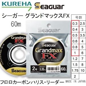 クレハ/Kureha シーガー グランドマックスFX 60m 0.3,0.4,0.5,0.6,0.8,1号 1.2,1.6,2,2.4,3,4Lbs フロロカーボンハリス・リーダーSeaguar Grandmax｜フィッシングマリン