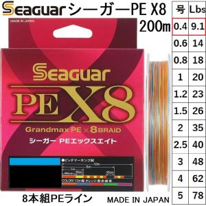 クレハ/Kureha シーガー グランドマックスPE X8 200m 0.4号 PEX8 8本組PEライン国産・日本製 Seaguar Grandmax