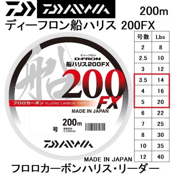 ダイワ/DAIWA  ディーフロン船ハリス 200FX 200m 3.5, 4, 5号 14, 16...