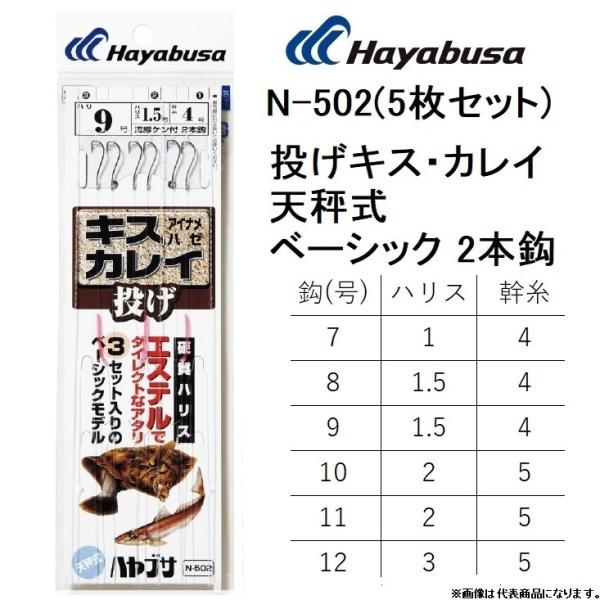 (5枚セット)ハヤブサ/Hayabusa 投げキス・カレイ天秤式 ベーシック2本鈎 N-502 7,...