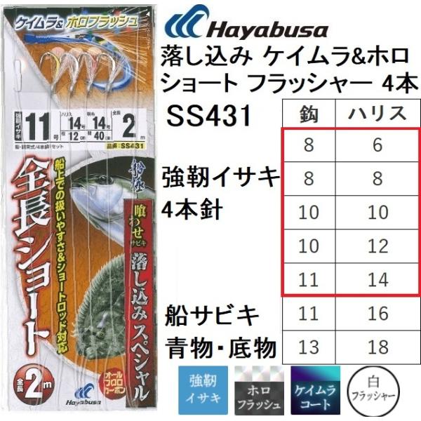ハヤブサ/Hayabusa 落し込みスペシャル ケイムラ&amp;ホロ ショート フラッシャー 4本 SS4...
