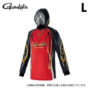 【取り寄せ商品】 がまかつ GM3736 (L／レッド) 2WAYプリントジップシャツフーディ (フィッシングウェア・鮎用品) /Gamakatsu /(c) 【Σ01】