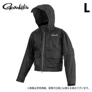がまかつ GM3751 (L／ブラック×ブラック) ショートレインギア (半袖デタッチャブル) (フィッシングウェア) Gamakatsu/24SS (c)の商品画像