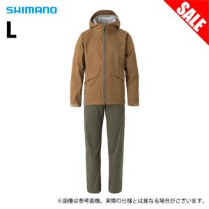 【目玉商品】 シマノ RA-005V (L／ベージュ) ベーシック フィッシングレインスーツ (レインウェア) 上下セット/セットアップ/釣り /(7)｜f-marunishi3