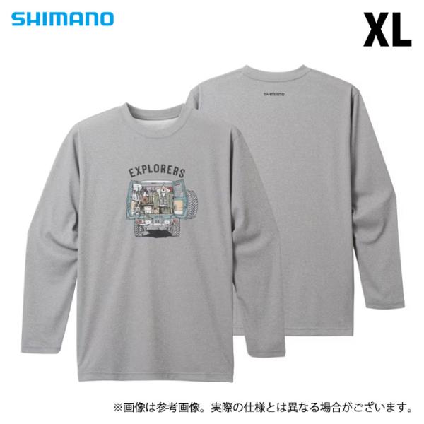 シマノ SH-010V (メランジグレー／XL) グラフィック ロングスリーブ (Tシャツ・フィッシ...
