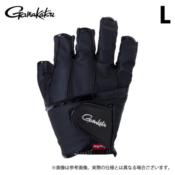 【取り寄せ商品】 がまかつ GM7296 (ブラック×ブラック／L) エルゴグリップグローブ(5本切...