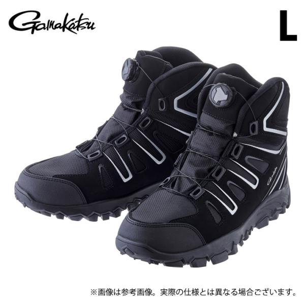【取り寄せ商品】 がまかつ GM4539 (L／ブラック×シルバー) ダブルグリップ スパイクシュー...