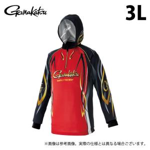 【取り寄せ商品】 がまかつ GM3736 (3L／レッド) 2WAYプリントジップシャツフーディ (フィッシングウェア・鮎用品) /Gamakatsu /(c) 【Σ01】