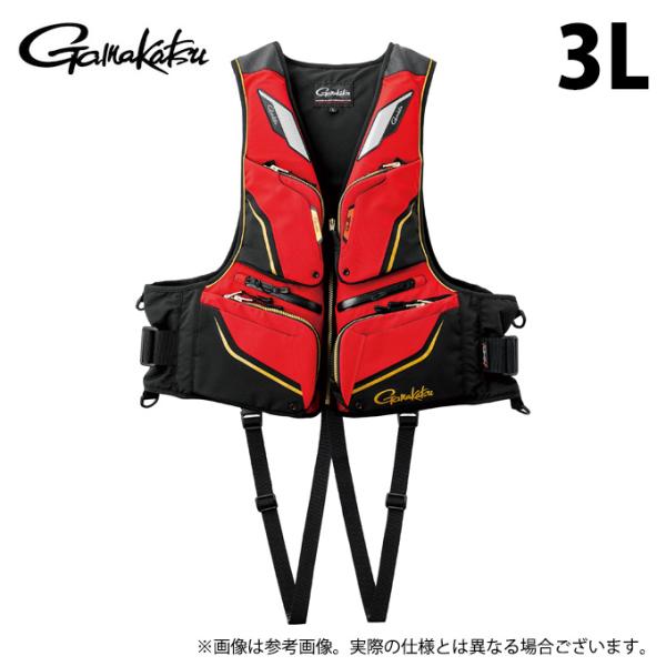 【取り寄せ商品】 がまかつ GM6007 (ブラック×レッド／3L) フローティングベスト (ベスト...