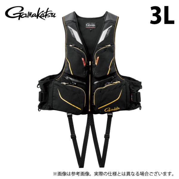 【取り寄せ商品】 がまかつ GM6007 (ブラック×ゴールド／3L) フローティングベスト (ベス...