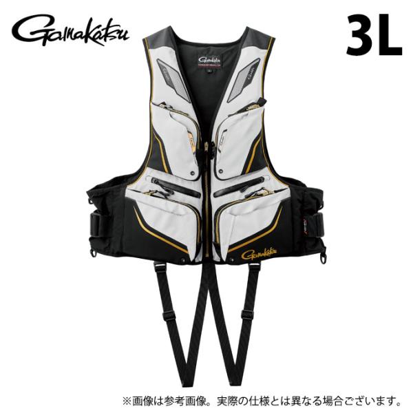 【取り寄せ商品】 がまかつ GM6007 (ブラック×ホワイト／3L) フローティングベスト (ベス...