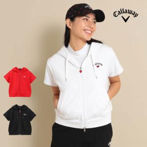 キャロウェイ ゴルフウェア C24117221 LOVE Callaway コットン 裏毛スウェット 半袖 パーカー  (レディース)｜f-netgolf