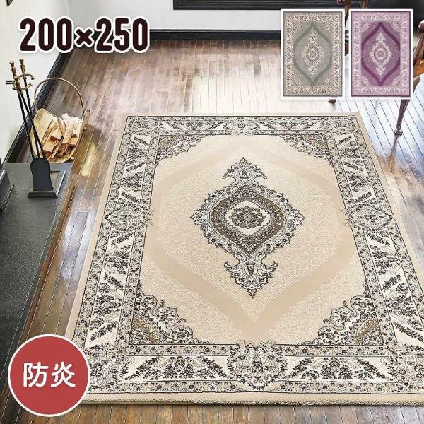 ラグ メダリオンデザイン おしゃれ ボリューム 200×250cm 床暖房対応 防炎 リビング ソフ...