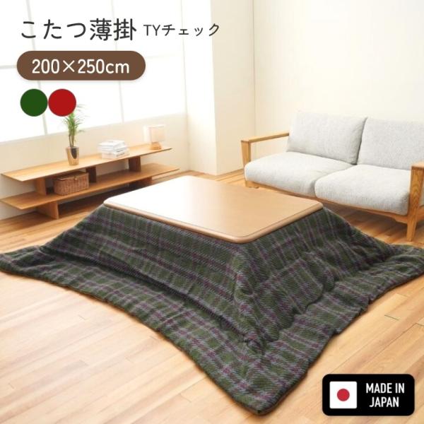 こたつ布団 日本製 TYチェック 200×250 チェック柄 手洗い可 炬燵布団 薄掛 厚掛け 東レ...