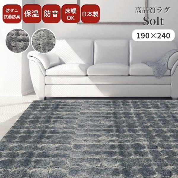 ラグ 高品質 日本製 ふわふわ ソルト 190×240cm 防ダニ 抗菌 防臭 保温 床暖 ホットカ...
