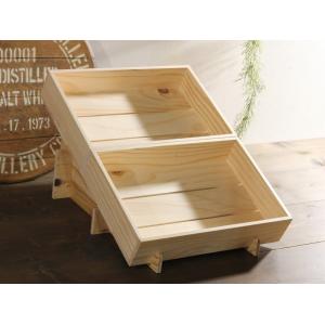 マルシェ傾斜台 レール幅可変式（傾斜台1台＆ディスプレイコンテナ木箱