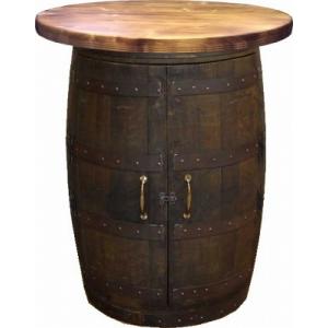 ウイスキー樽テーブル シンプルタイプ（天板800φ）（黒タガ）（代引き