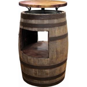 ウイスキー樽 ラック付きバーテーブル（天板600φ）（黒タガ）（代引きはご利用出来ません）｜f-raise-kanamono