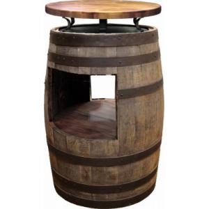 ウィスキー樽テーブル(4個あります) ウイスキー樽テーブル ホロウタイプ（天板600φ）（アンティークブルー
