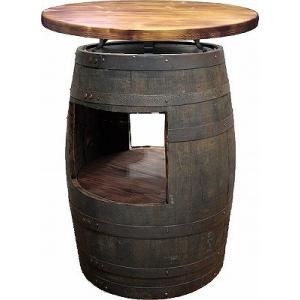 樽ラック付きダイニングテーブル ウイスキー樽 ラック付きバーテーブル（天板800φ）（アンティーク