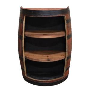 ウイスキー樽キャビネット両開き 壁付け（背面1/3カット）（棚板中央1