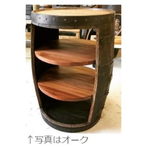 ウイスキー樽テーブル キャビネットタイプ（天板600φ）（ナチュラル