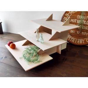 マルシェ3段ディスプレイラック（横型）（パイン材）無塗装 : F-RAISE