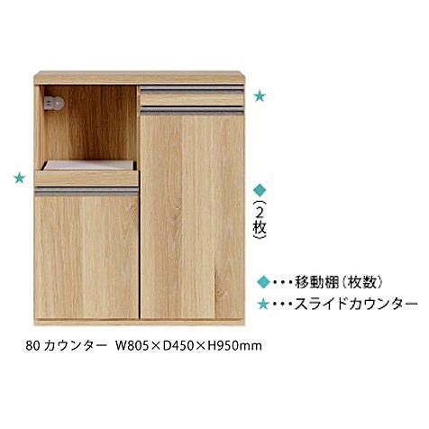 シギヤマ家具 80カウンター レンカ 表面材：強化紙 2色対応：LBR/MBR スライドカウンター・...