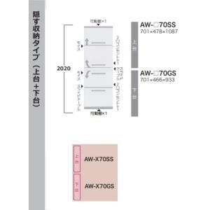 綾野製作所 70家電収納キャビネット EVANTII（エヴァンティ）AW-70SS+GS（本体ホワイト）AK-70SS+GS（本体サンドブラック）開梱設置送料無料
