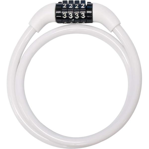 ダイヤル式ワイヤーロック 自転車用カギ 防犯錠 J&amp;C JC-029W ホワイト