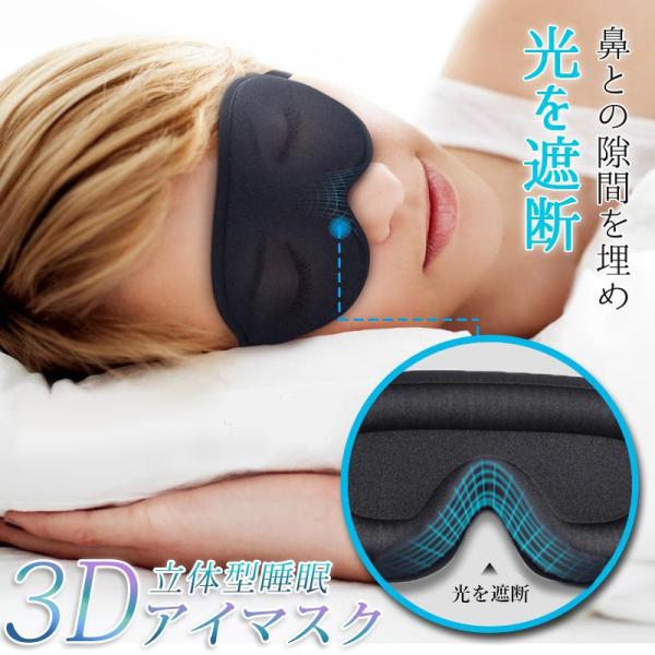 アイマスク 立体型 安眠 遮光 メモリーフォーム 遮光性抜群 睡眠 快眠 3D リラックス 敬老の日...