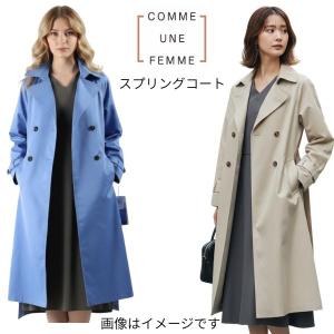 スプリングコート コム アン ファム 38サイズ 596223 レディース ビジネス対応 おでかけ 新品 正規品 おしゃれ 通勤 春 秋 ブルー ベージュ トレンチコート