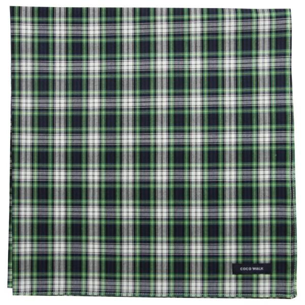 大判 ハンカチ コットン100％ 日本製 タータンチェック柄 COCOWALK グリーン