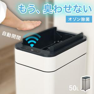 ゴミ箱 自動開閉 45L キャスター付き 45リットル スリム おしゃれ 自動開閉式 ごみ箱 蓋つき ふた付き ダストボックス ステンレス オゾン 機能 除菌 ゾーン