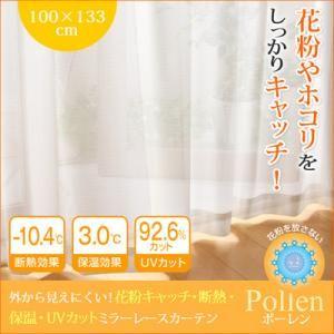 外から見えにくい!花粉キャッチ・断熱・保温・UVカットミラーレースカーテン【Pollen】ポーレン　幅100×133cm(2枚組)｜f-syo-ei