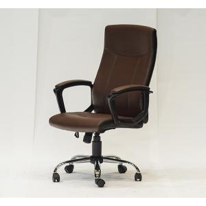 レザー オフィスチェア ブラウン/ブラック キャスター付き
