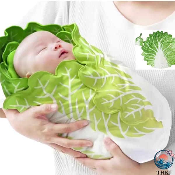 白菜 おくるみ フランネル 新生児 おもしろ 野菜 ブランケット 帽子付き ベビー おくるみ 毛布 ...
