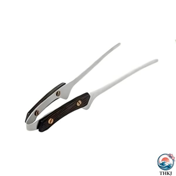 焼肉トング バーベキュー用 ステンレス製 木製ハンドル 無熱伝導 自立式 24cm 収納袋付き