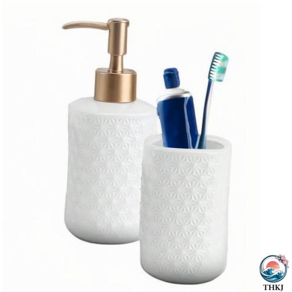 バスルームオーガナイザーセット 歯ブラシホルダー 歯磨きカップ ローションボトル 洗面所収納用 1枚...