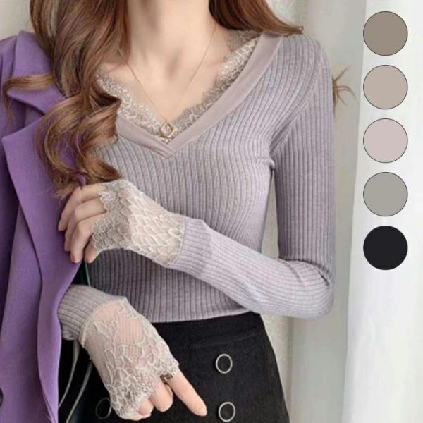 伸縮性 シンプル レイヤード 可愛い プルオーバー あったか 長袖 リブ 春 冬 tシャツ フィット...