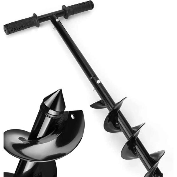 穴掘りドリル 手動式アースドリル 長柄 携帯 穴掘り機 手動 園芸 芝生 ロング 掘削 支柱用 オー...