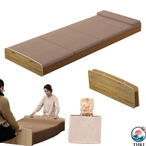 ペーパーベッド シングル/ダブル 伸縮式 折畳み アコーディオン 段ボールベッド マットレス付き 紙...