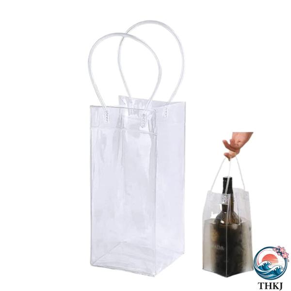 ワインバッグ アイスクーラーバッグ ワイン用 手提げ袋 飲み物 クーラーバック 透明 PVC素材 ハ...