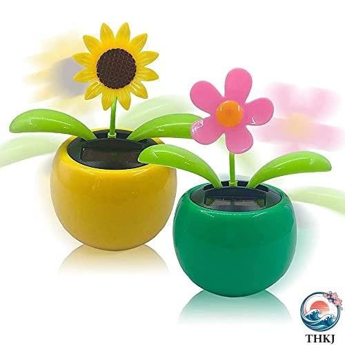 車の飾り 植木鉢スイングソーラー ダンシングソーラーパワーフラワー カー飾り 装飾植物 2個セット ...