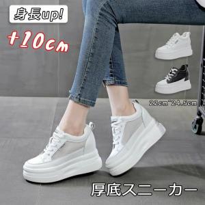 厚底 スニーカー 10cm 軽量 夏 用 身長アップ 靴 黒 白 メッシュ サマー シューズ レディース ウォーキング ダッドスニー おしゃれ 快適 歩きやすい